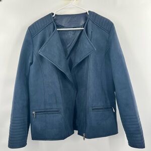 AC Luxury Collection blue leather jacket size L